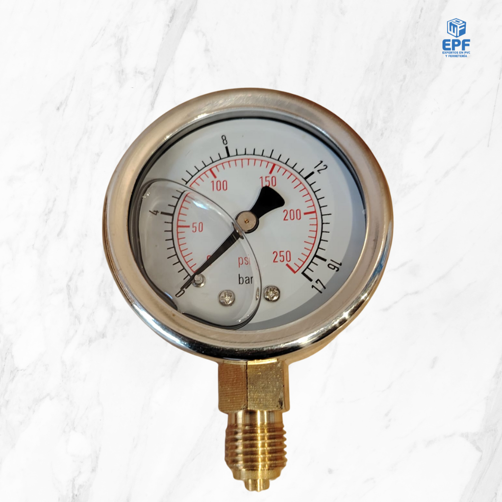 MANOMETRO GLICERINA 17 BAR (250 PSI)