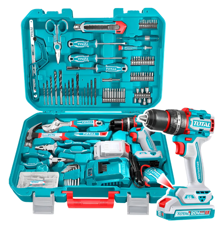 TOTAL KIT Taladro Percutor Atornillador Inalámbrico Total Thkthp11652 