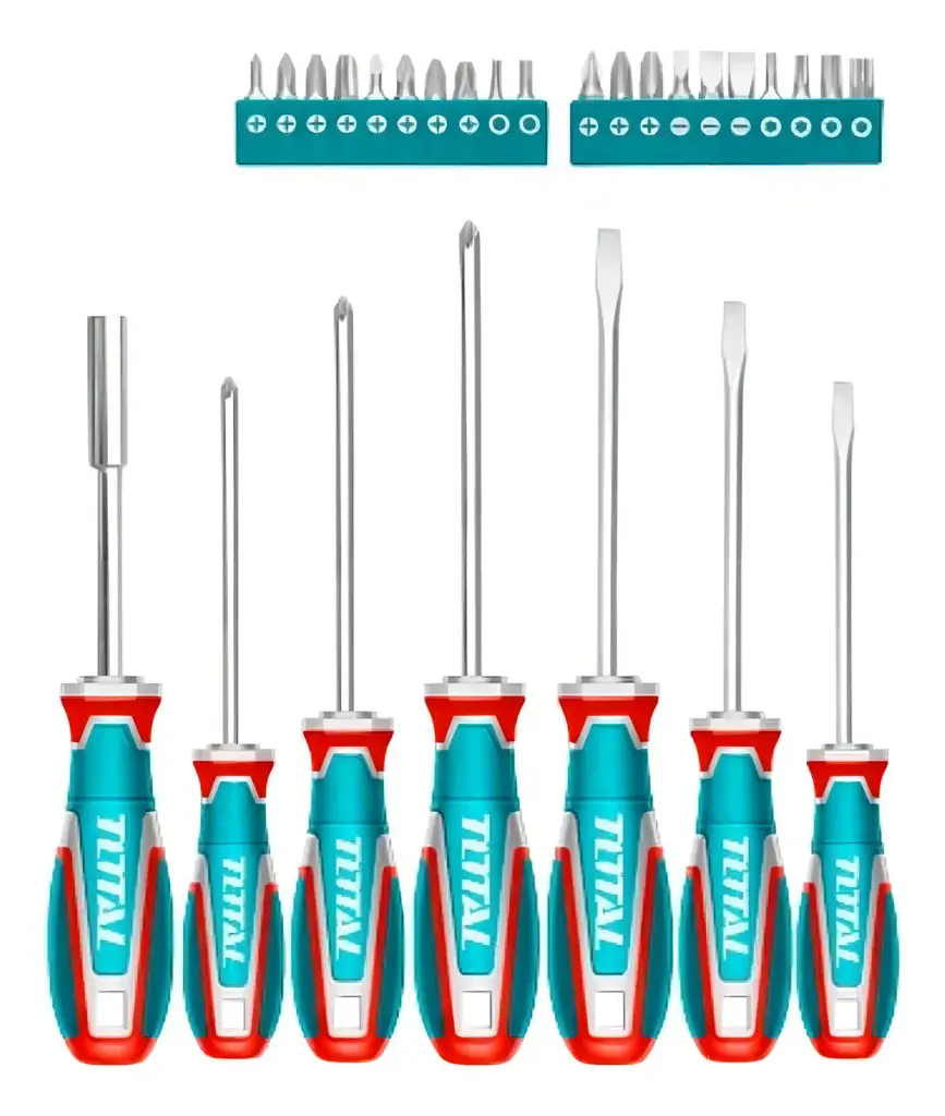 TOTAL - Kit Set Juego Desatornilladores 7 Piezas