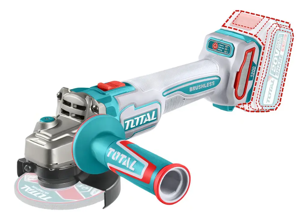 TOTAL - Amoladora Inalámbrica Total 20v Industrial - Motor Brushless, Sin Carbones 1200w - 4.1/2 Pulgadas, 115mm 
