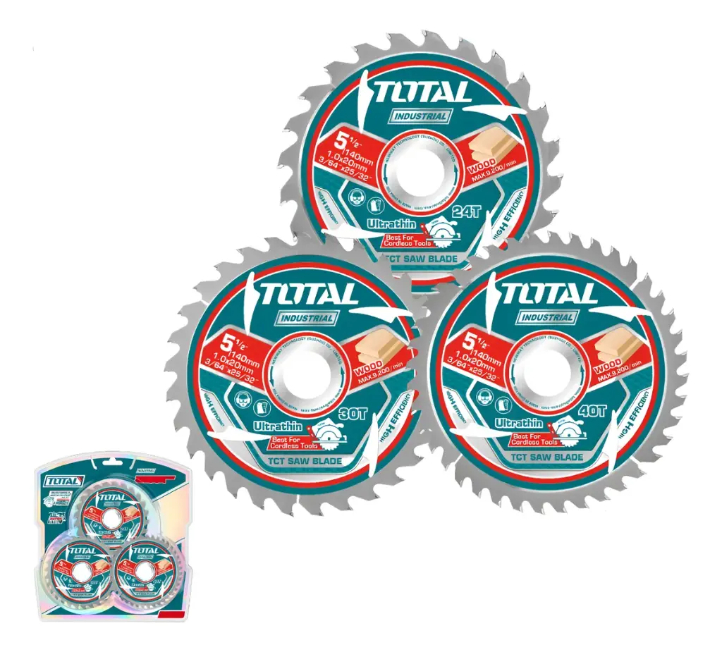 TOTAL - Juego Disco Sierra 140mm 3 Piezas 24t 30t 40t 